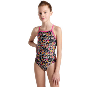 Girls Allover Print Lightdrop Back Swimsuit